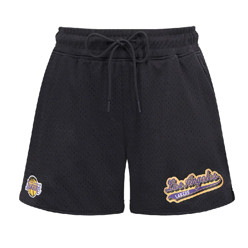 NBA LOS ANGELES LAKERS SCRIPT TAIL WOMEN'S MESH SHORT (BLACK)