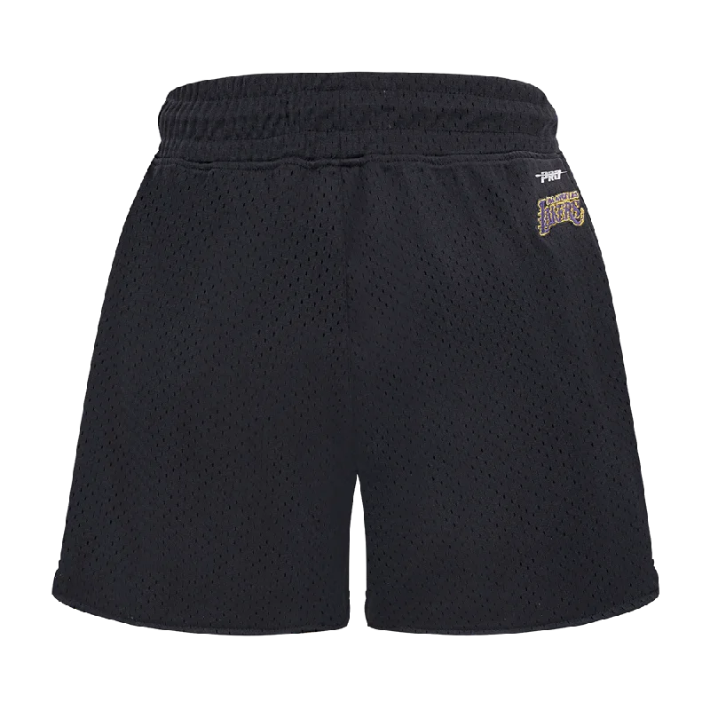 NBA LOS ANGELES LAKERS SCRIPT TAIL WOMEN'S MESH SHORT (BLACK)