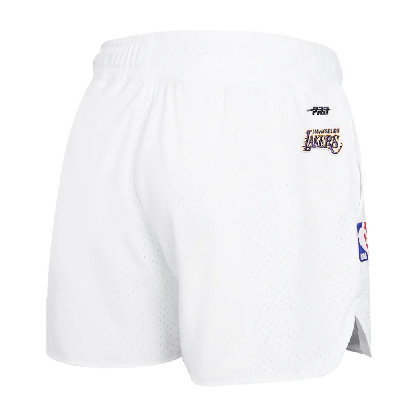 NBA LOS ANGELES LAKERS SCRIPT TAIL WOMEN'S MESH SHORT (WHITE)