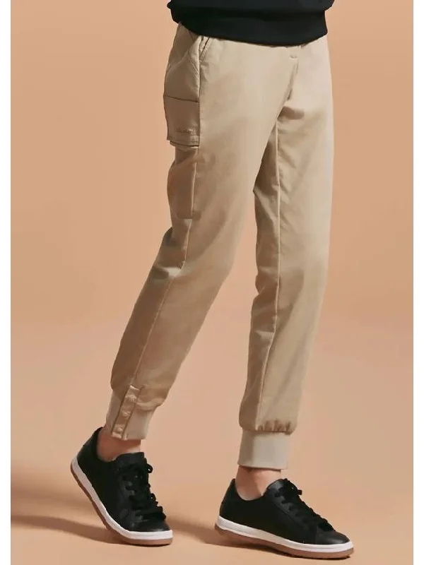 Women s cotton blend deformable pocket jogger pants beige