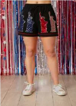 Statue of Liberty Sequin Shorts - Final Sale