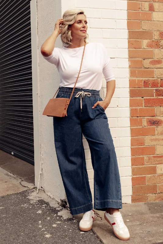 Greta Dark Denim Wide Leg Pants