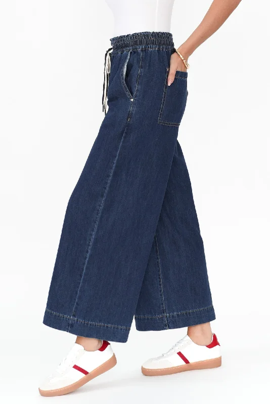 Greta Dark Denim Wide Leg Pants