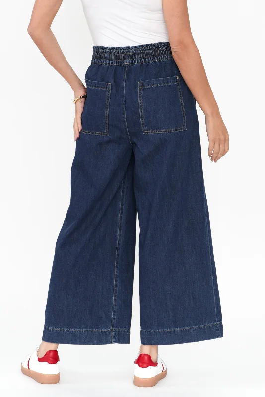 Greta Dark Denim Wide Leg Pants