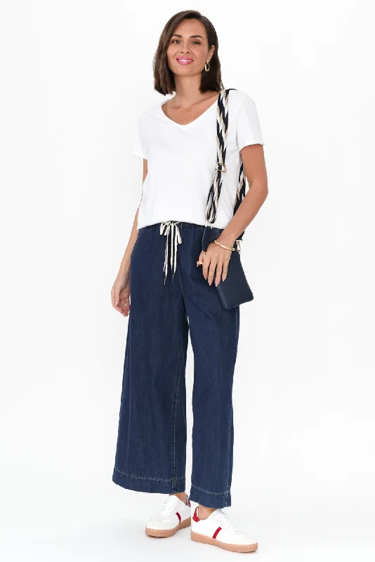 Greta Dark Denim Wide Leg Pants