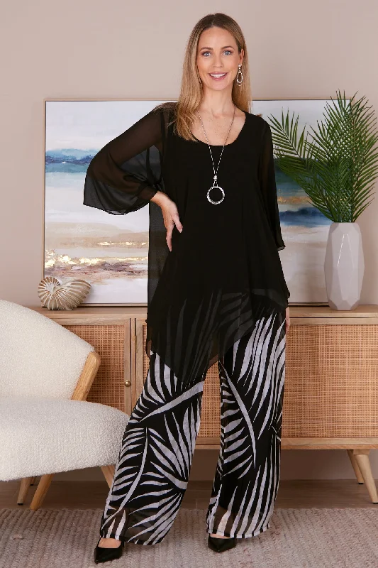 Arlette Silk Pants - Evening Palms