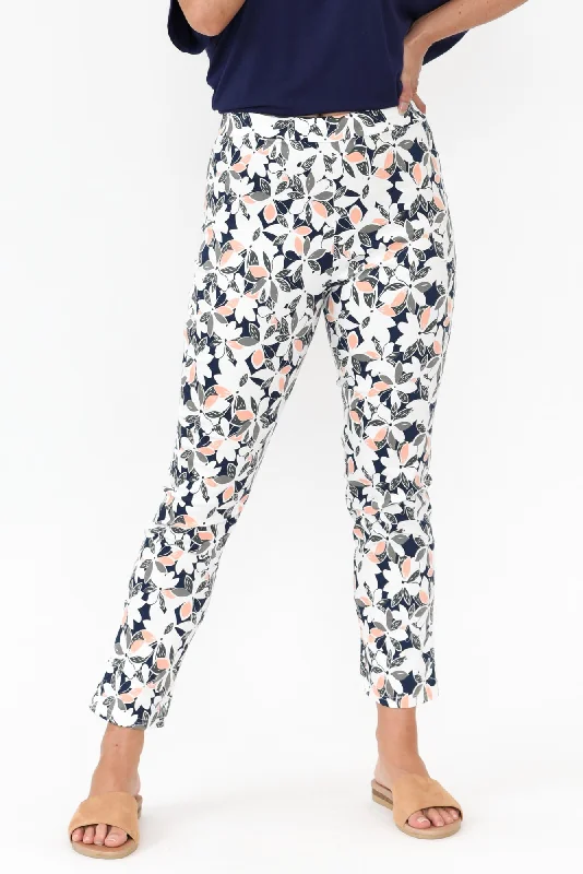 Milo Navy Floral Stretch Pants