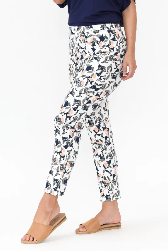 Milo Navy Floral Stretch Pants