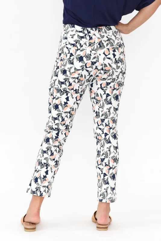 Milo Navy Floral Stretch Pants