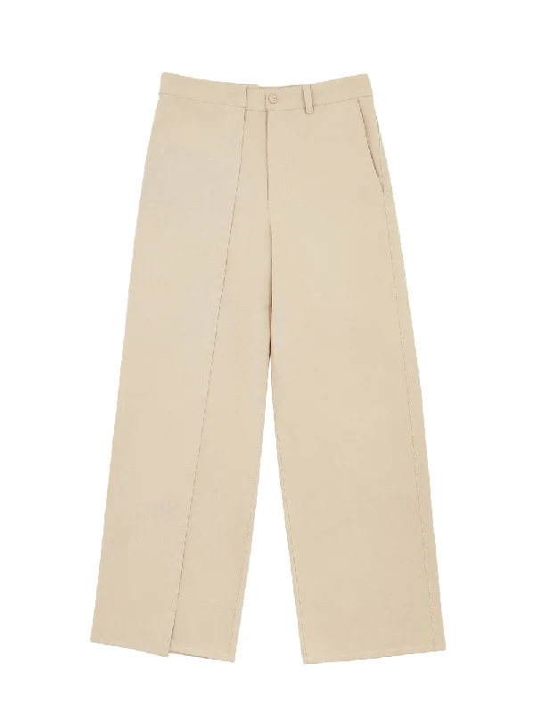 Cotton Gabardine Trousers (Sand Beige)