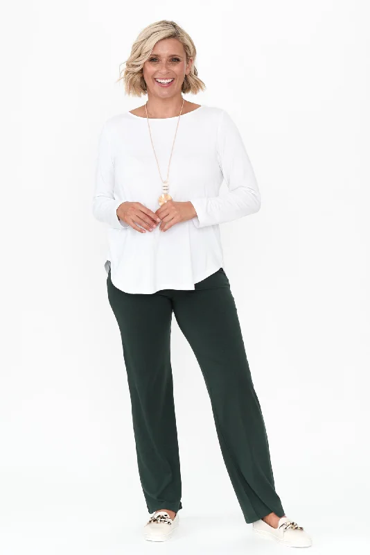 Pamela Dark Green Bamboo Pants - Petite