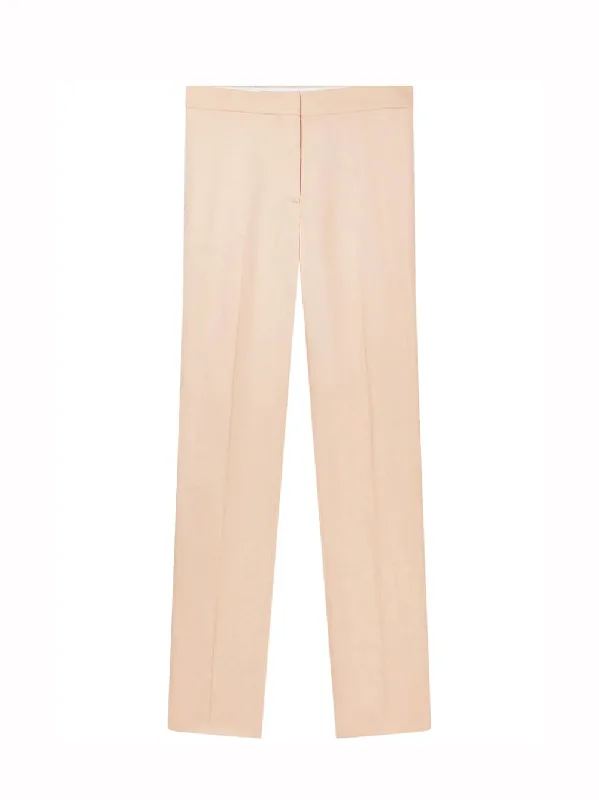 Mid-Rise Straight-Leg Trousers (Peach)