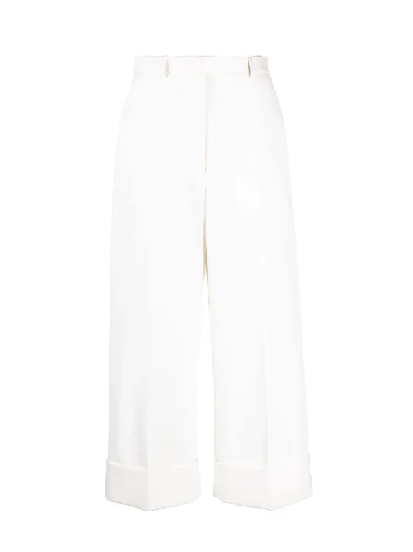 High-Waisted Canvas Trousers (Off White)