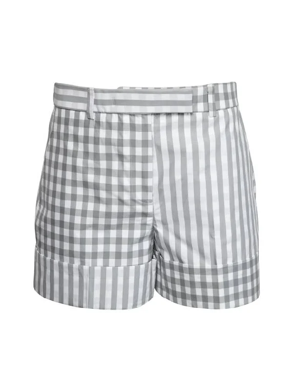 Gingham Check Double Face Poplin Shorts Medium Grey