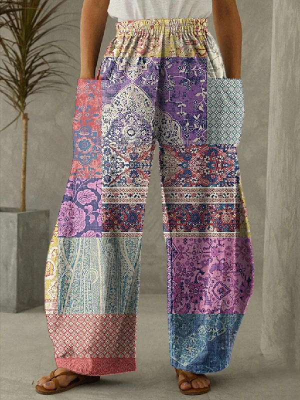 Women's Autumn Patchwork Print Casual Pants