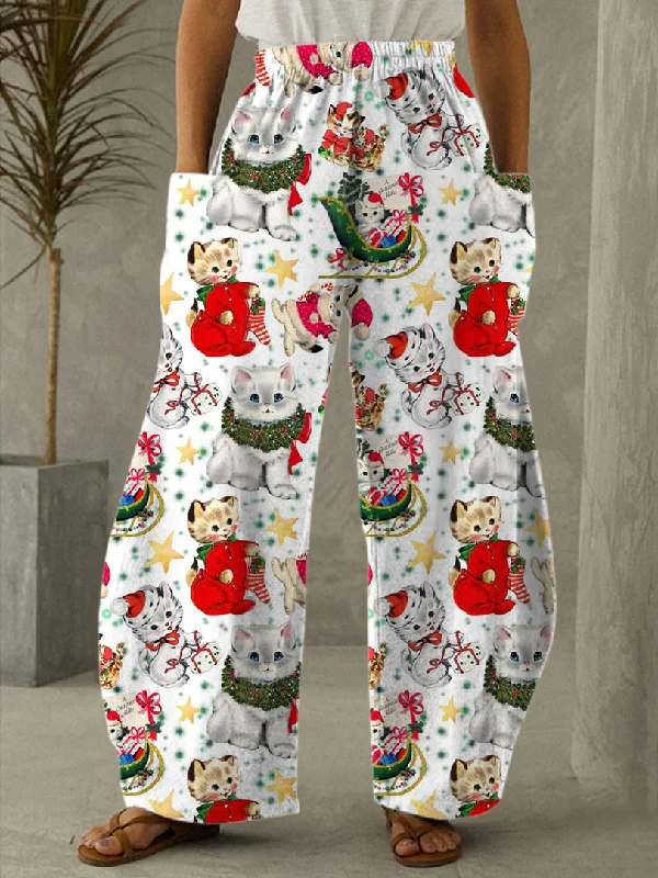 Women's Christmas Cute Cat Print Casual Pants