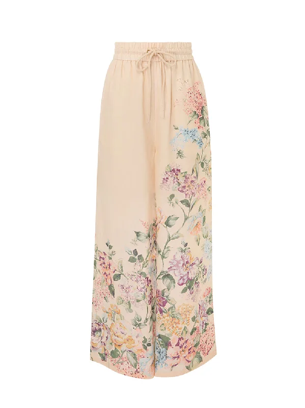 Halliday Relaxed Pant (Cream Watercolour Floral)