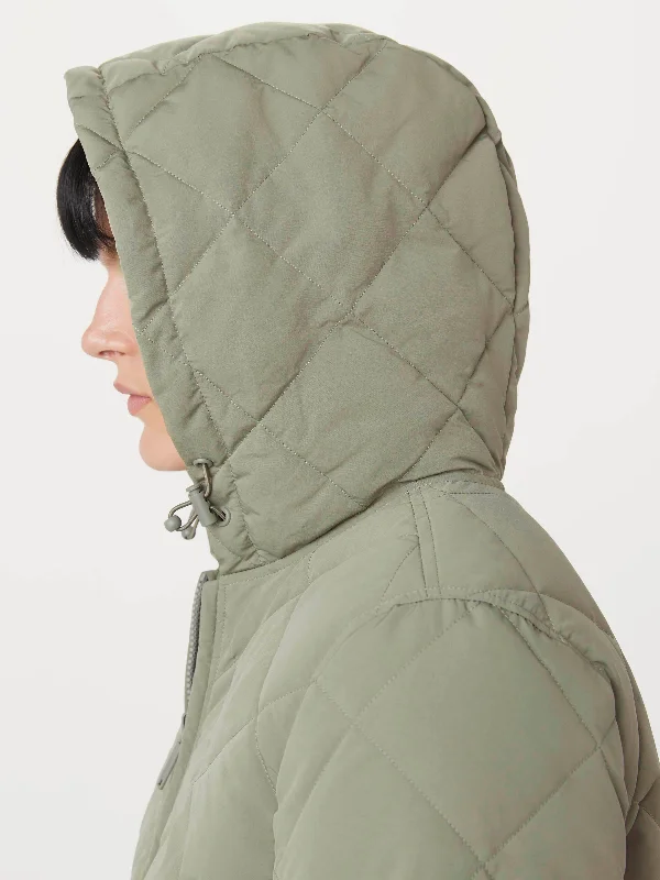 The Skyline Maxi Hooded Coat in Vetiver Green