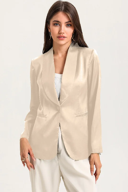 Apricot Collared Neck Single Breasted Blazer with Pockets