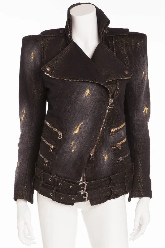 Balmain - Black Multi Zipper Denim Jacket - FR 40