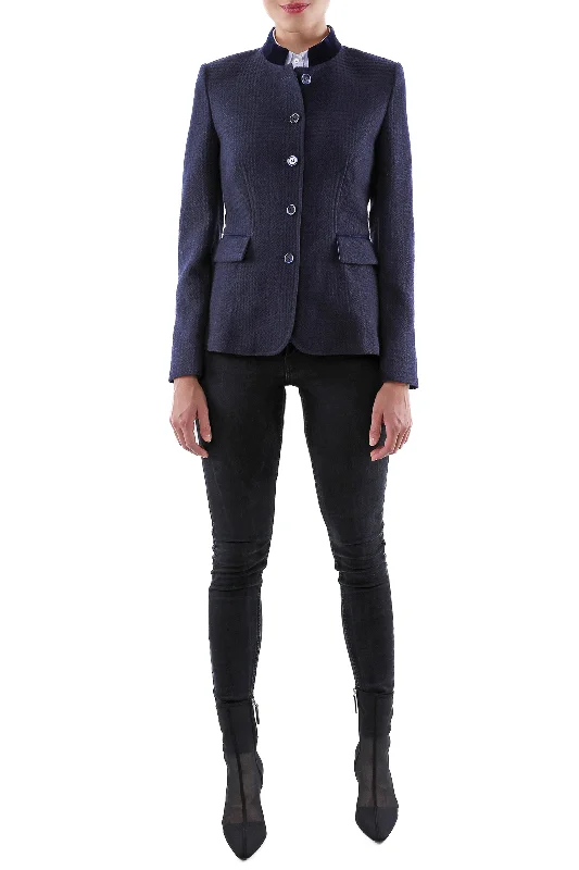 Blazer from knitted 3D-Glencheck in midnight blue