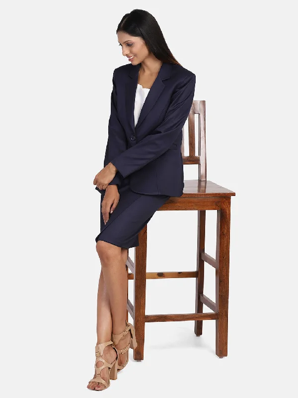 Poly Cotton Blazer - Blue