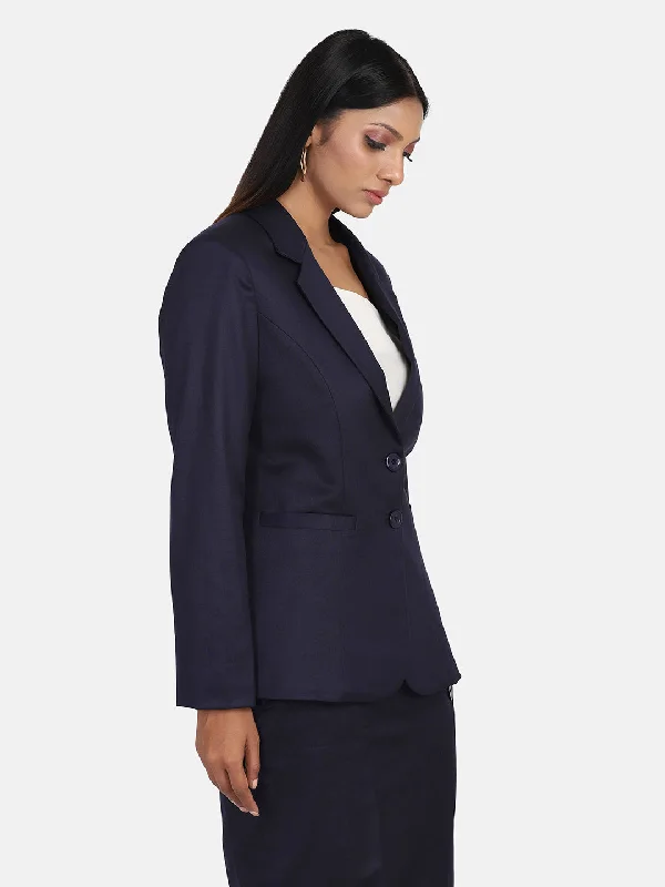 Poly Cotton Blazer - Blue