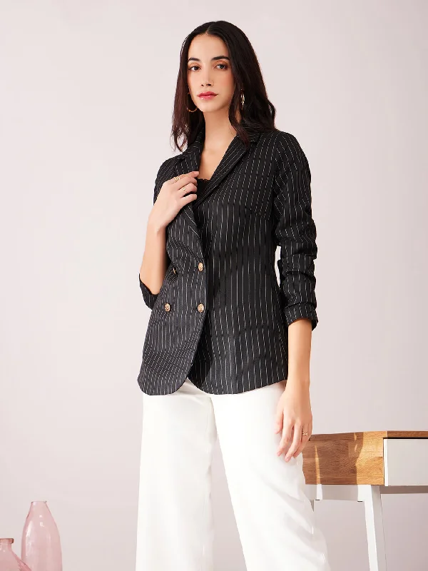 Double Breasted Blazer - Black And White