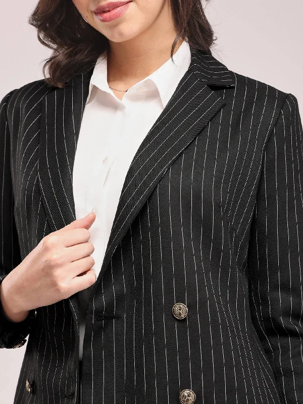 Double Breasted Blazer - Black And White