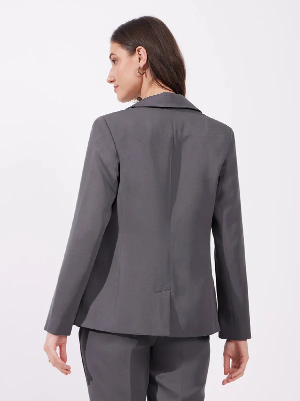 Single Breasted Blazer - Grey