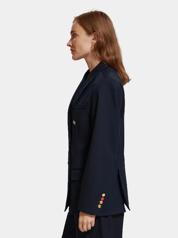 Twill double-breasted blazer