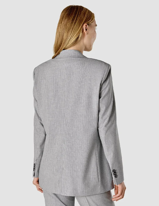 Essential Blazer Light Grey Pinstriped