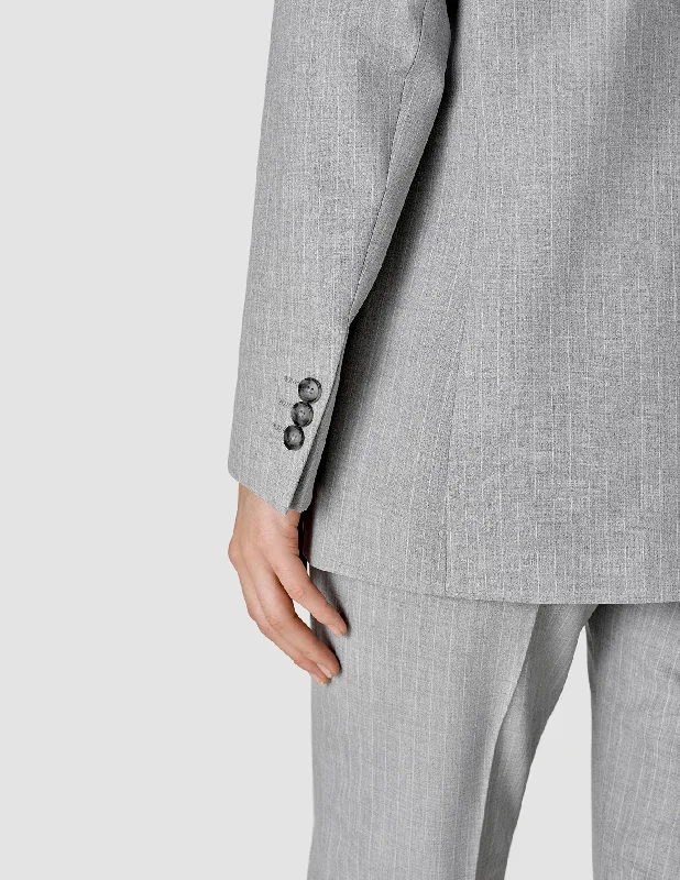 Essential Blazer Light Grey Pinstriped