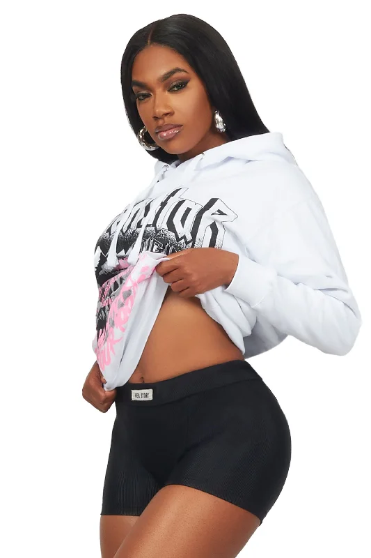 Latyra White Oversized Hoodie