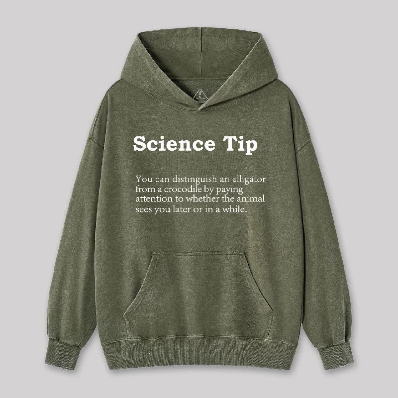 Crocodile Alligator Funny Science tip Washed Hoodie