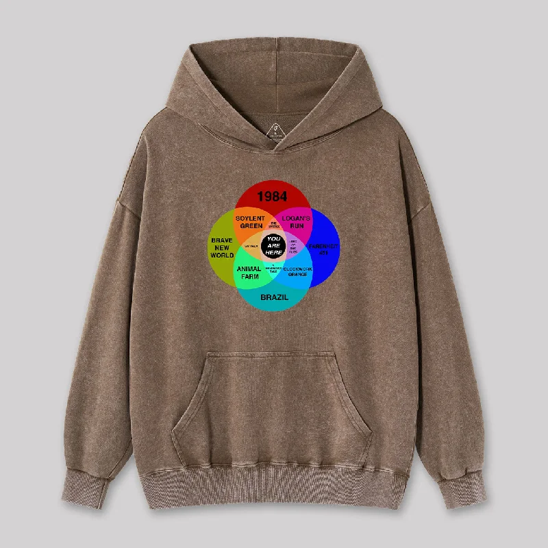 Dystopian Venn Diagram You Are Here Washed Hoodie