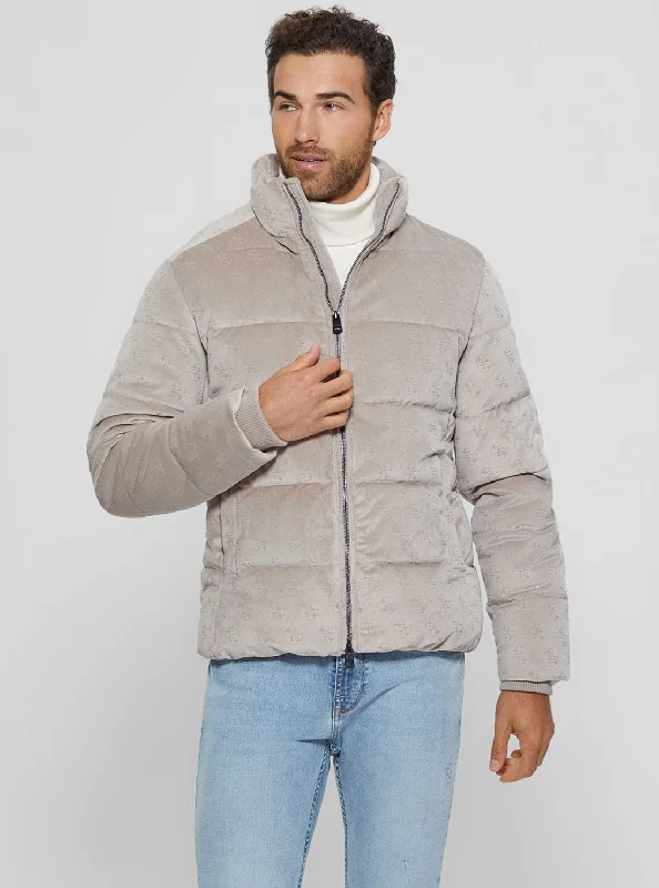 Eco Stone Grey Logo Puffer Jacket