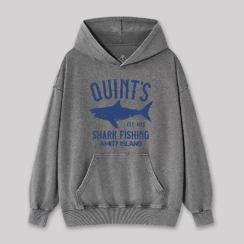 Quint's Shark Fishing Amity Island Washed Hoodie