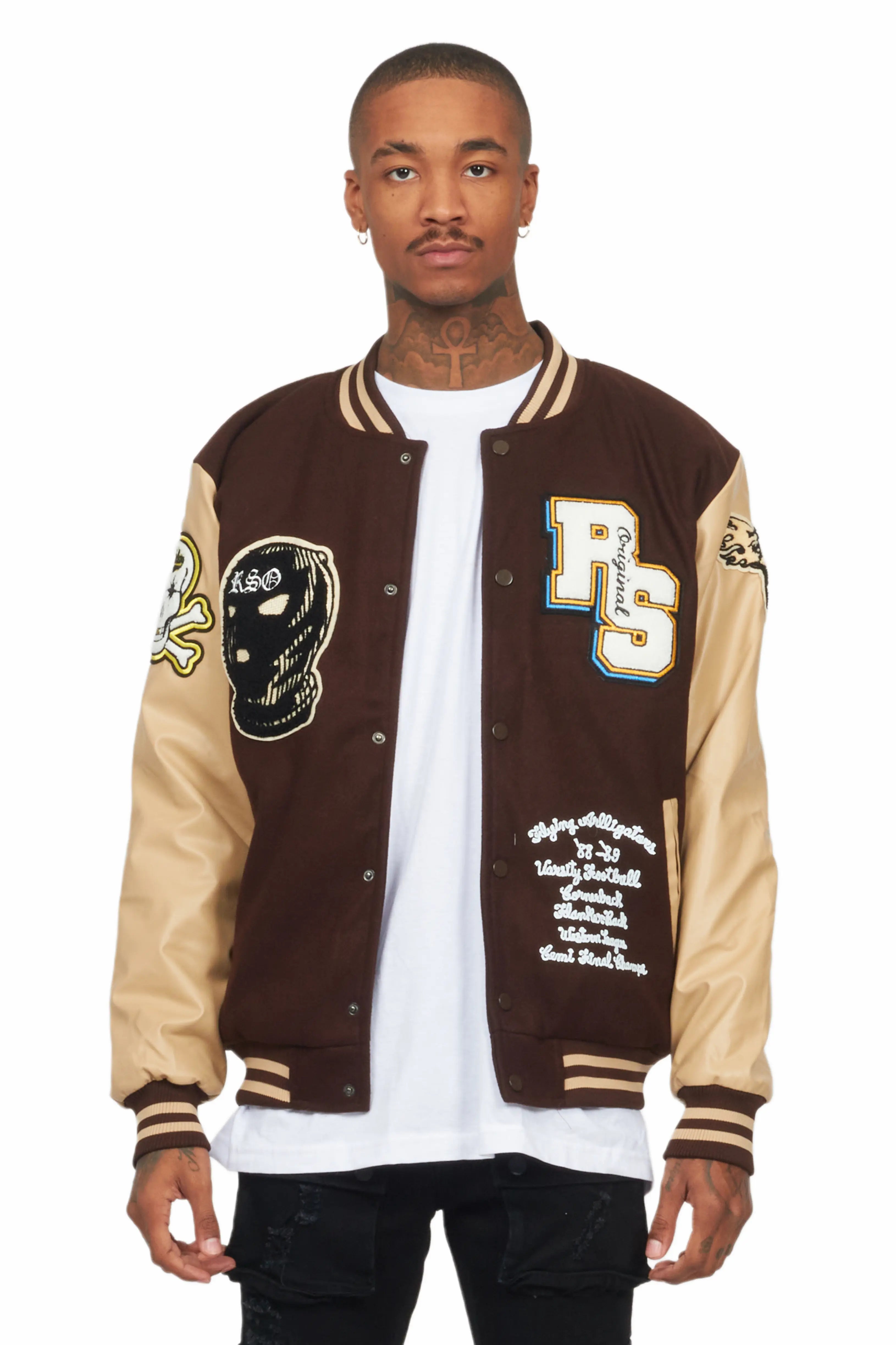 Priya Brown Varsity Jacket