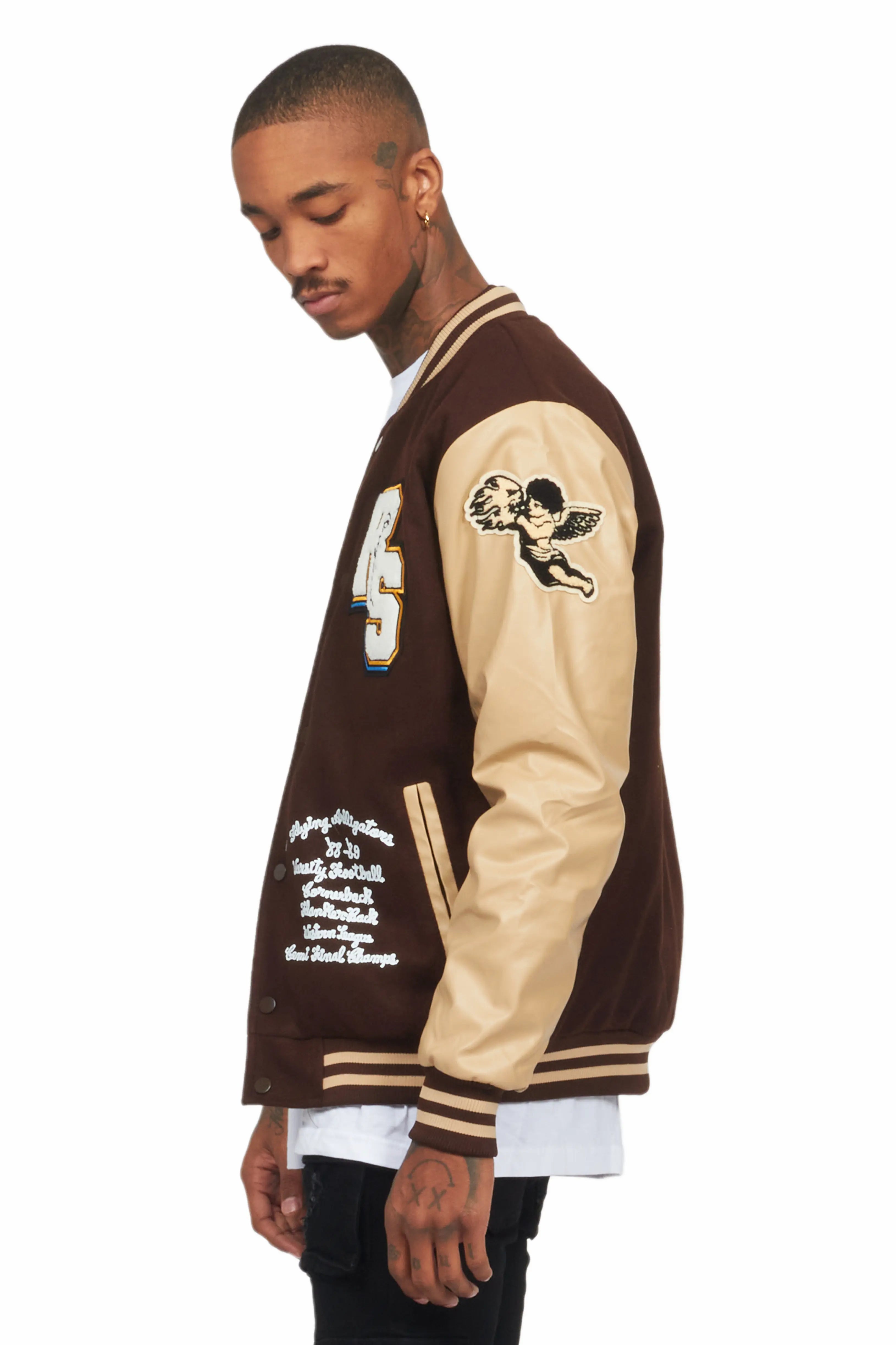 Priya Brown Varsity Jacket