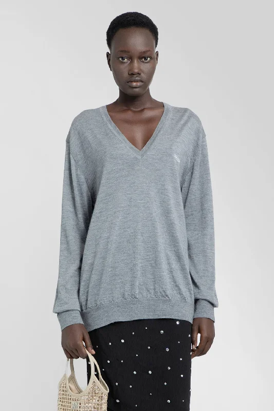 MIU MIU WOMAN GREY KNITWEAR