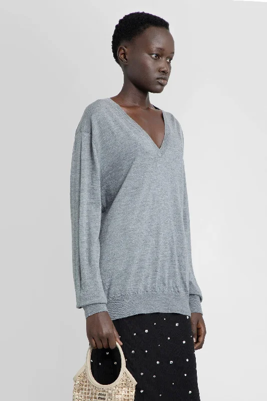 MIU MIU WOMAN GREY KNITWEAR