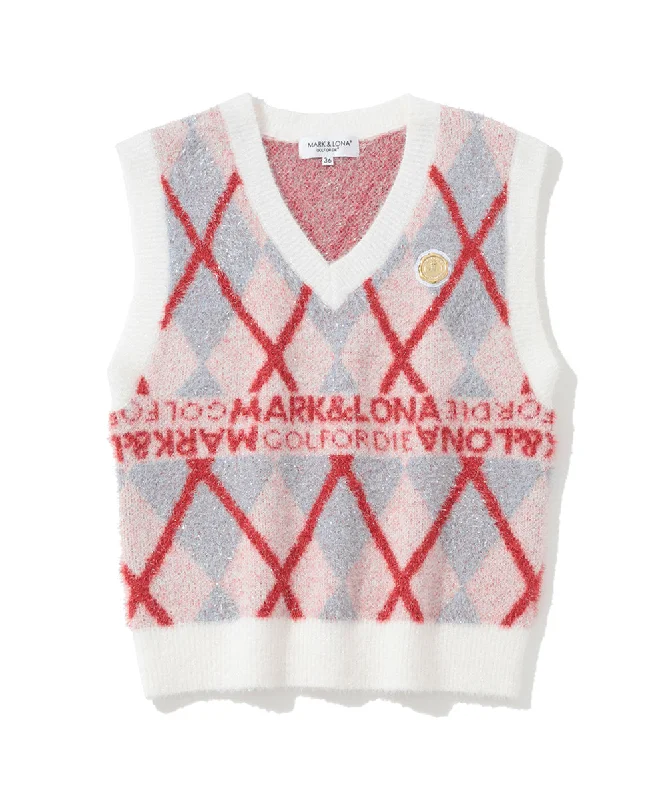 Glam Argyle Knit Vest | WOMEN